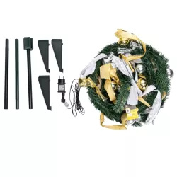 Składana choinka 120x40cm srebrno-złote dekoracje 8 trybów ciepła biel - 8433325002022