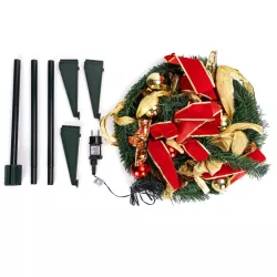 Składana choinka 120x40cm czerwono-złote dekoracje 8 trybów ciepła - 8433325001872