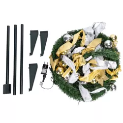 Składana choinka 150x50cm srebrno-złote dekoracje 8 trybów ciepła biel - 8433325002039