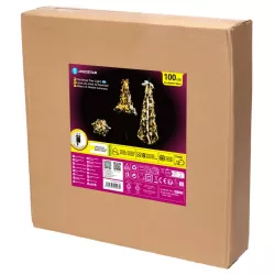 Składana choinka 150x50cm srebrno-złote dekoracje 8 trybów ciepła biel - 8433325002039