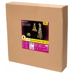 Składana choinka 180x60cm srebrno-złote dekoracje 8 trybów ciepła biel - 8433325002046