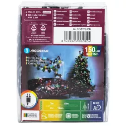 Sznur 15m 150 led kolorowych lampek choinkowych RGBY Ip44 z zasilaczem - 8433325002824