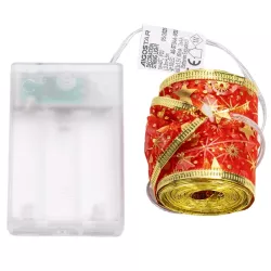 Szarfa choinkowa 5m na baterie AA czerwona w gwiazdki do oplatania - 8433325413590