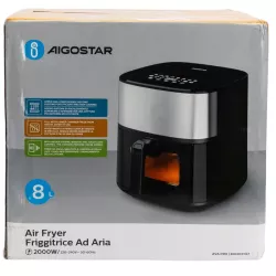 Frytkownica beztłuszczowa Ava Pro 2000W AIR Fryer 8L czarna z oknem - 8433325410704