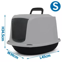 Zamknięta kuweta dla kota z klapką i uchwytem rozmiar S 45x36x34.5cm - 8719138143115
