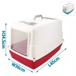 Zamknięta kuweta dla kota z klapką i uchwytem rozmiar 54x39x39cm - 8719138143122