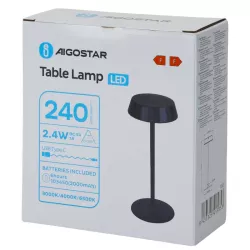 Lampa stołowa LED ambientowa czarna 2,4W dotykowa ładowana 5V/USB - 8433325415853