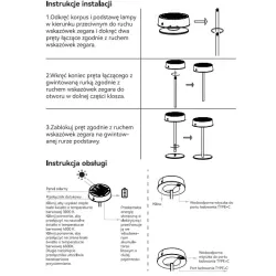 Lampa stołowa LED solarna lub USB ambientowa czarna 2,4W IP44 CCT - 8433325415877