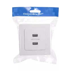 Gniazdo USB podwójne 2 porty USB 2.1A/5V podtynkowe białe z ramką - 8433325203573