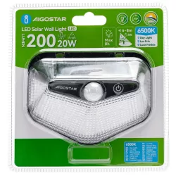 Kinkiet solarny lampa ścienna led 20W 6500K 200lm z czujnikiem ruchu - 8433325403607