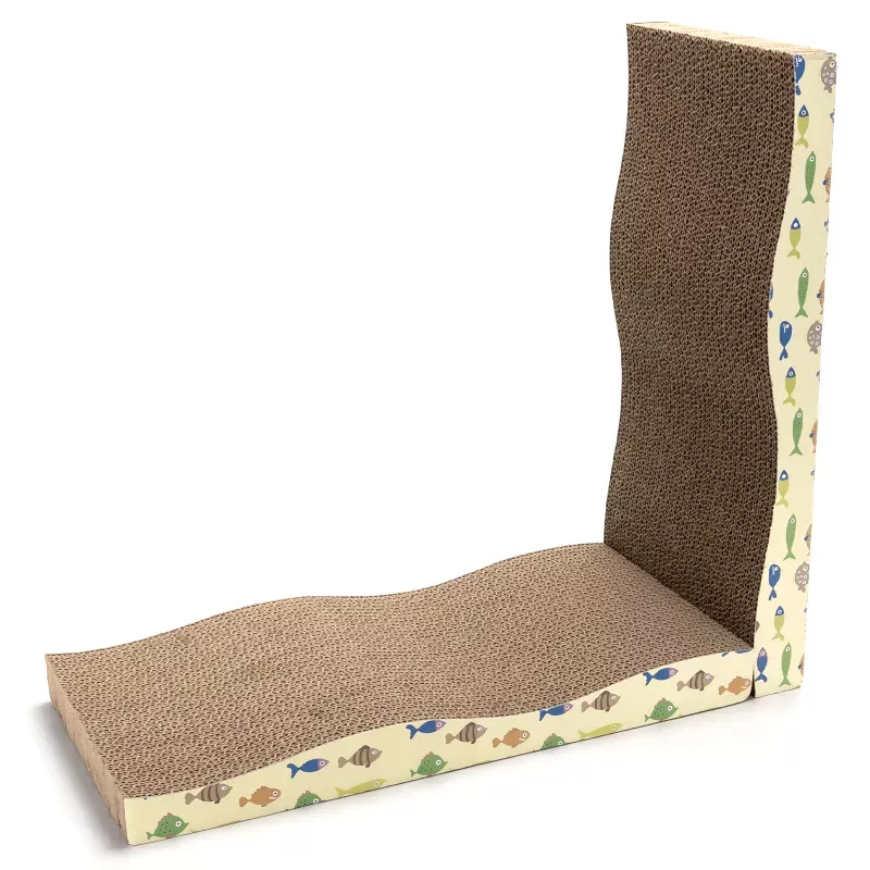 Podwójny drapak dla kota falowane legowisko z kocimiętką 44.5*21*7.2cm - 8719138221028