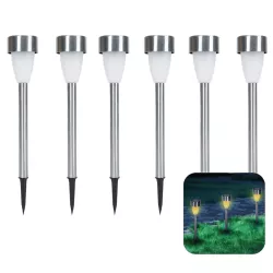 6xLampka solarna wbijana 55x375mm srebrna o ciepłej barwie światła - 8433325416317