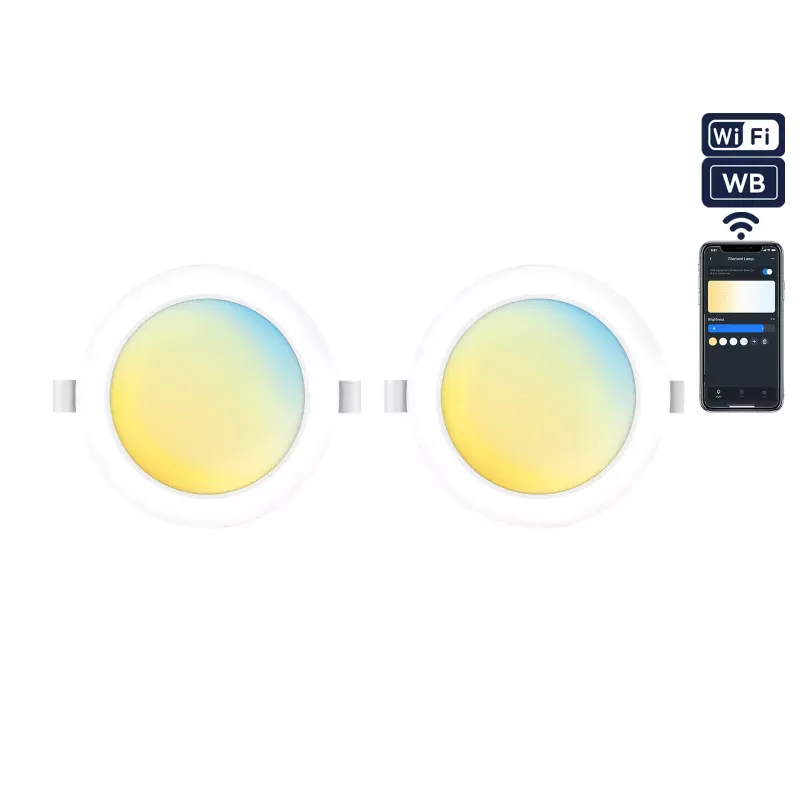 2xPlafon podtynkowy downlight 155mm 15W/1430lm CCT BT MESH WI-FI smart - 8433325280963