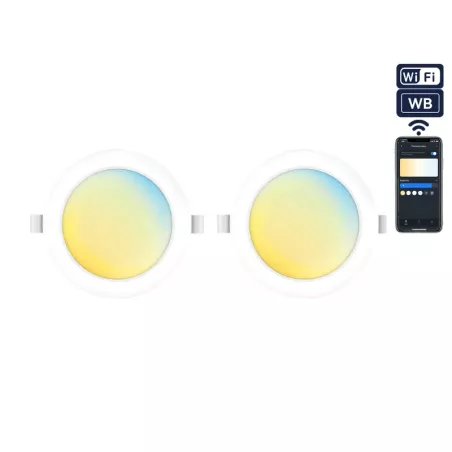 2xPlafon podtynkowy downlight 155mm 15W/1430lm CCT BT MESH WI-FI smart - 8433325280963