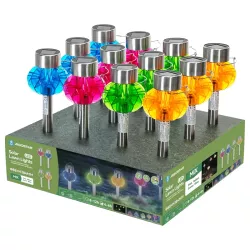 Solarna barwna lampa kwiatowa LED do trawnika ze stali nierdzewnej - 8433325321567