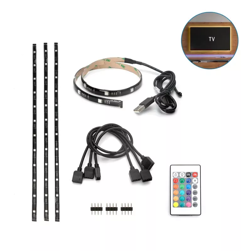 Taśma led RGB 4x0,5m komplet do podświetlenia telewizora usb tv - 8433325203764