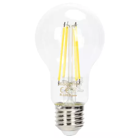 Ściemnialna żarówka LED A60 E27 6W typu filament biała zimna 6500K - 8433325370800