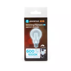 Ściemnialna żarówka LED A60 E27 6W typu filament biała zimna 6500K - 8433325370800