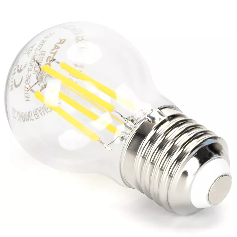 Ściemnialna żarówka LED kulka G45 E27 4W typu filament zimna 6500K - 8433325370862