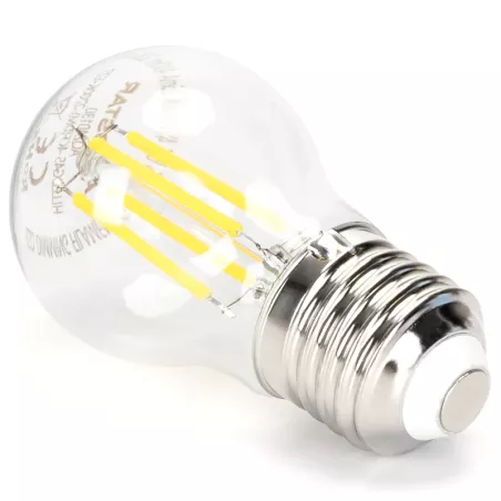 Ściemnialna żarówka LED kulka G45 E27 4W typu filament zimna 6500K - 8433325370862
