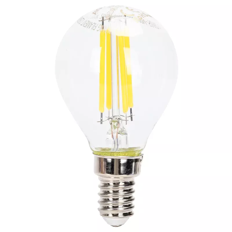 Ściemnialna żarówka LED mała kulka G45 E14 4W filament zimna 6500K - 8433325370923