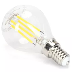 Ściemnialna żarówka LED mała kulka G45 E14 4W filament zimna 6500K - 8433325370923