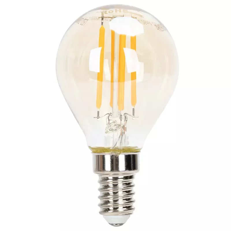Ściemnialna żarówka LED mała kulka G45 E14 4W filament ciepła 2200K - 8433325370930