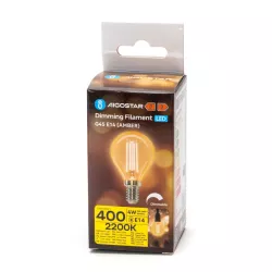 Ściemnialna żarówka LED mała kulka G45 E14 4W filament ciepła 2200K - 8433325370930