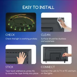 Taśma led RGB 4x0,5m komplet do podświetlenia telewizora usb tv - 8433325203764