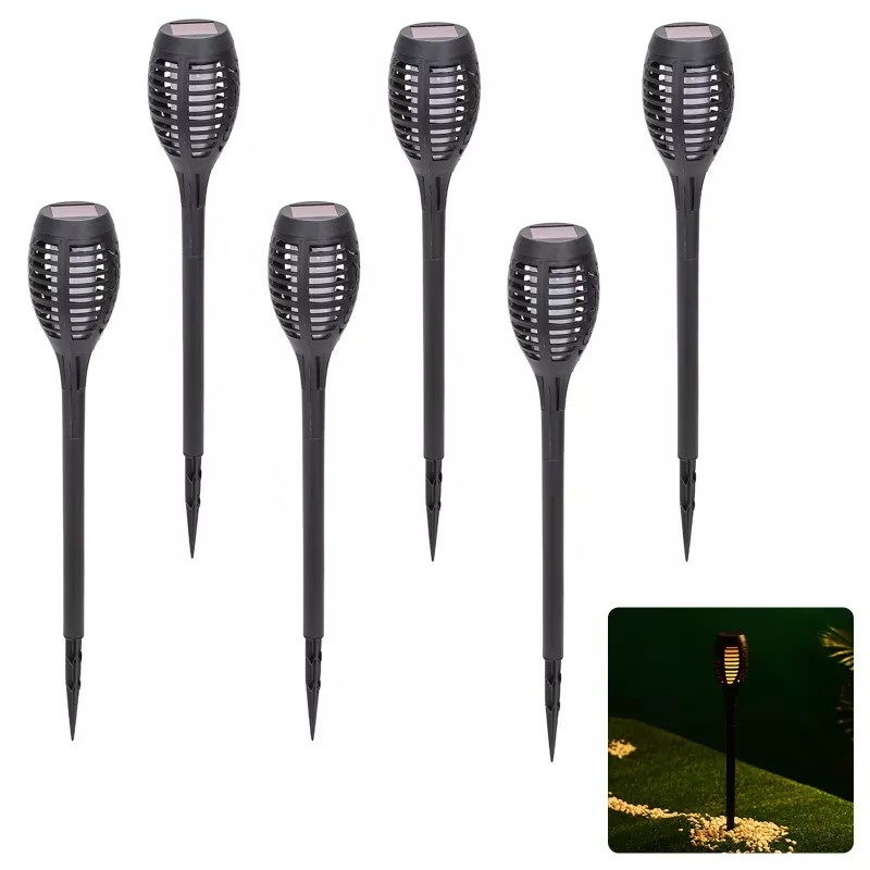 6x Mała 50 cm pochodnia led z zimnym efektem płomienia lampa solarna - 8433325339470