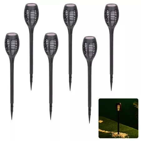 6x Mała 50 cm pochodnia led z zimnym efektem płomienia lampa solarna - 8433325339470