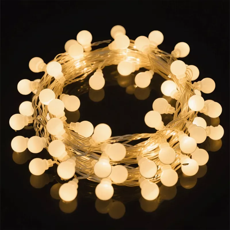 Girlanda świetlna 50 ciepłych kulek 5m lampki na taras balkon choinkę - 8433325381486