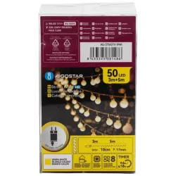 Girlanda świetlna 50 ciepłych kulek 5m lampki na taras balkon choinkę - 8433325381486