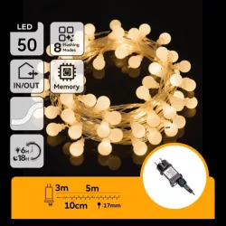 Girlanda świetlna 50 ciepłych kulek 5m lampki na taras balkon choinkę - 8433325381486