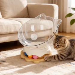 Sztywne legowisko dla kota w kształcie miski z piłeczkami 30x36cm - 8719138143221