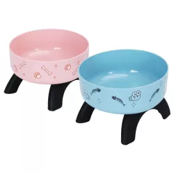 Plastikowa podwyższona miska dla kota 300ml z nadrukami z kreskówek - 8719138143238