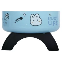 Plastikowa podwyższona miska dla kota 300ml z nadrukami z kreskówek - 8719138143238