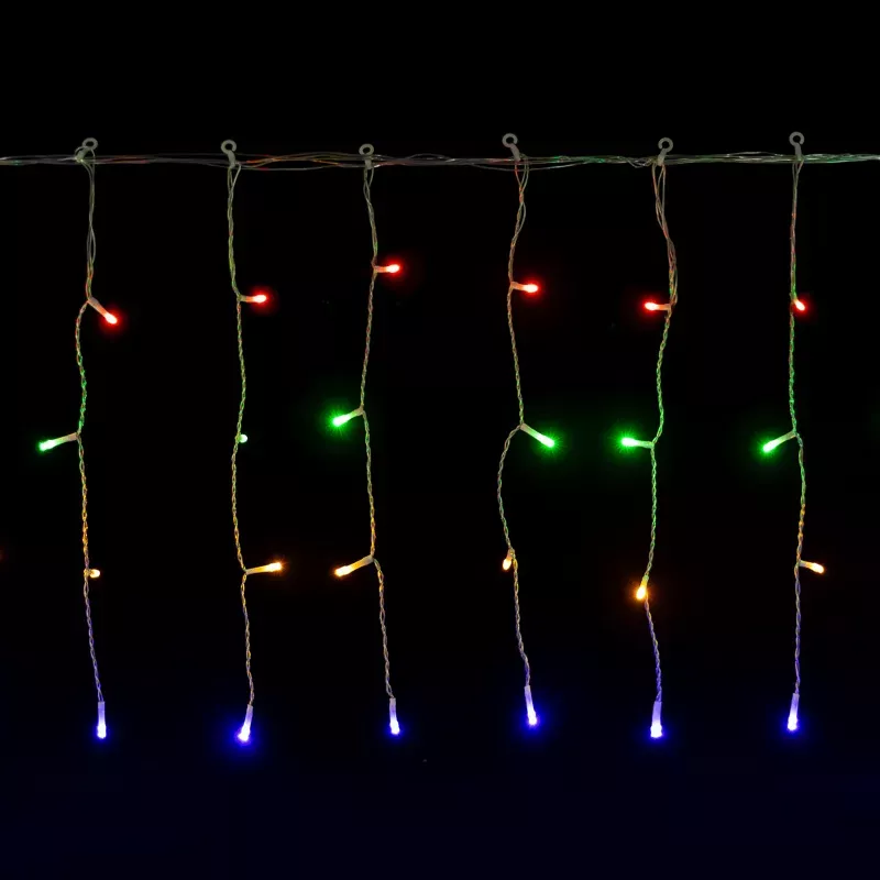 Kurtyna świetlna 10x0.4m 200 lampek RGBY led w 50 soplach 8 trybów - 8433325381141