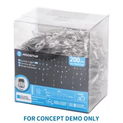 Kurtyna świetlna 10x0.4m 200 lampek RGBY led w 50 soplach 8 trybów - 8433325381141