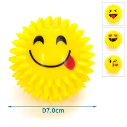 Piłka dla psa świecąca emotka 7 cm zabawka piłeczka led z kolcami - 8719138051137