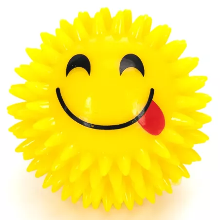 Piłka dla psa świecąca emotka 7 cm zabawka piłeczka led z kolcami - 8719138051137