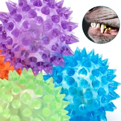 Świecąca odbijająca się piłka LED z kolcami jeżyk 5.5 cm do zębów - 8719138044870