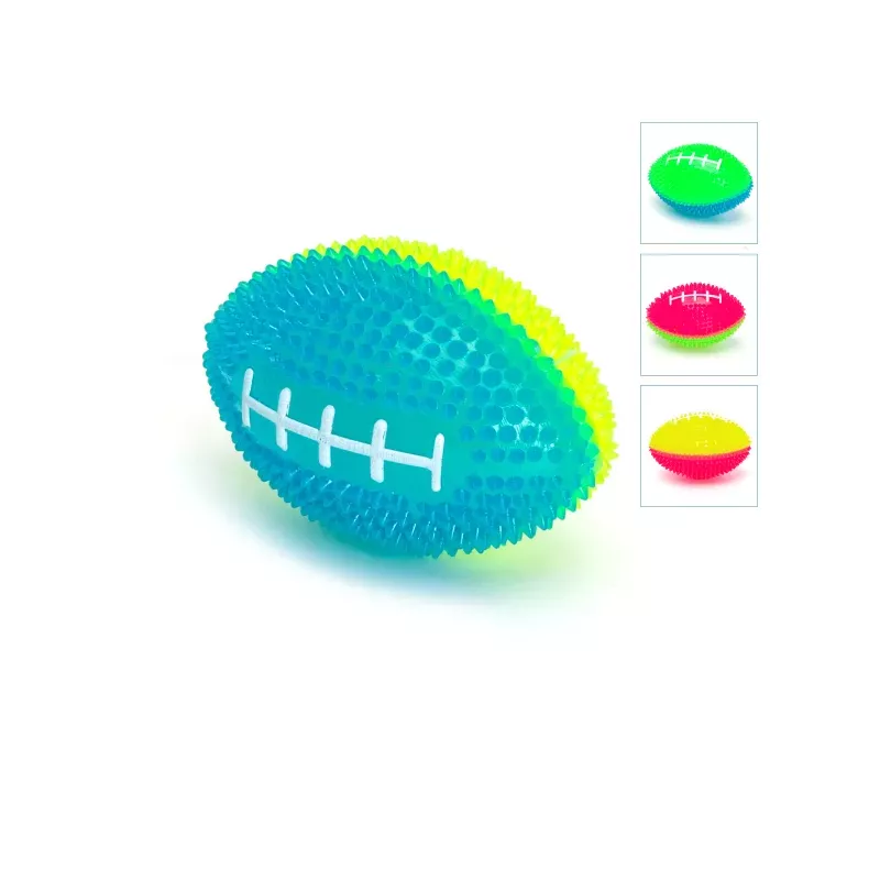 Świecąca piłka do rugby 8cm gryzak z wypustkami do czyszczenia zębów - 8719138051083