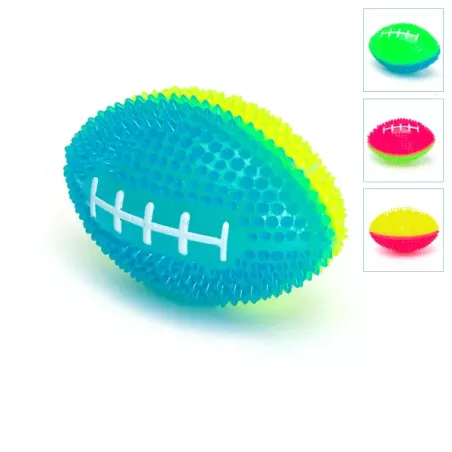 Świecąca piłka do rugby 8cm gryzak z wypustkami do czyszczenia zębów - 8719138051083
