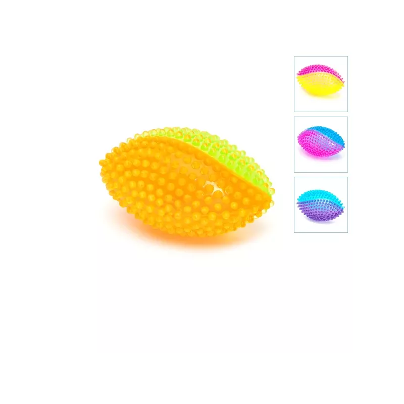 Świecąca piłka do rugby 13cm gryzak z wypustkami do czyszczenia zębów - 8719138051106