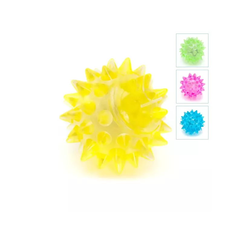 Jeżyk 3.8 cm świecąca odbijająca się piłka LED z kolcami do zębów - 8719138051120
