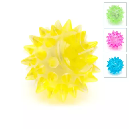 Jeżyk 3.8 cm świecąca odbijająca się piłka LED z kolcami do zębów - 8719138051120