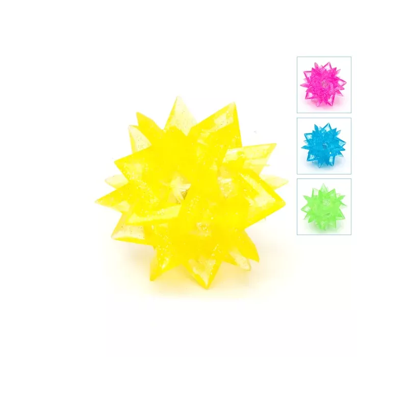 Piłka 6 cm świecąca odbijająca się kryształowa LED z kolcami do zębów - 8719138051182