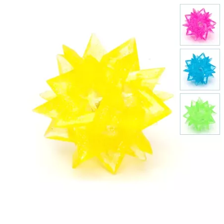 Piłka 6 cm świecąca odbijająca się kryształowa LED z kolcami do zębów - 8719138051182