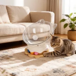 Sztywne legowisko kosmiczna kapsuła dla kota z piłeczkami 29.5x26cm - 8719138143214